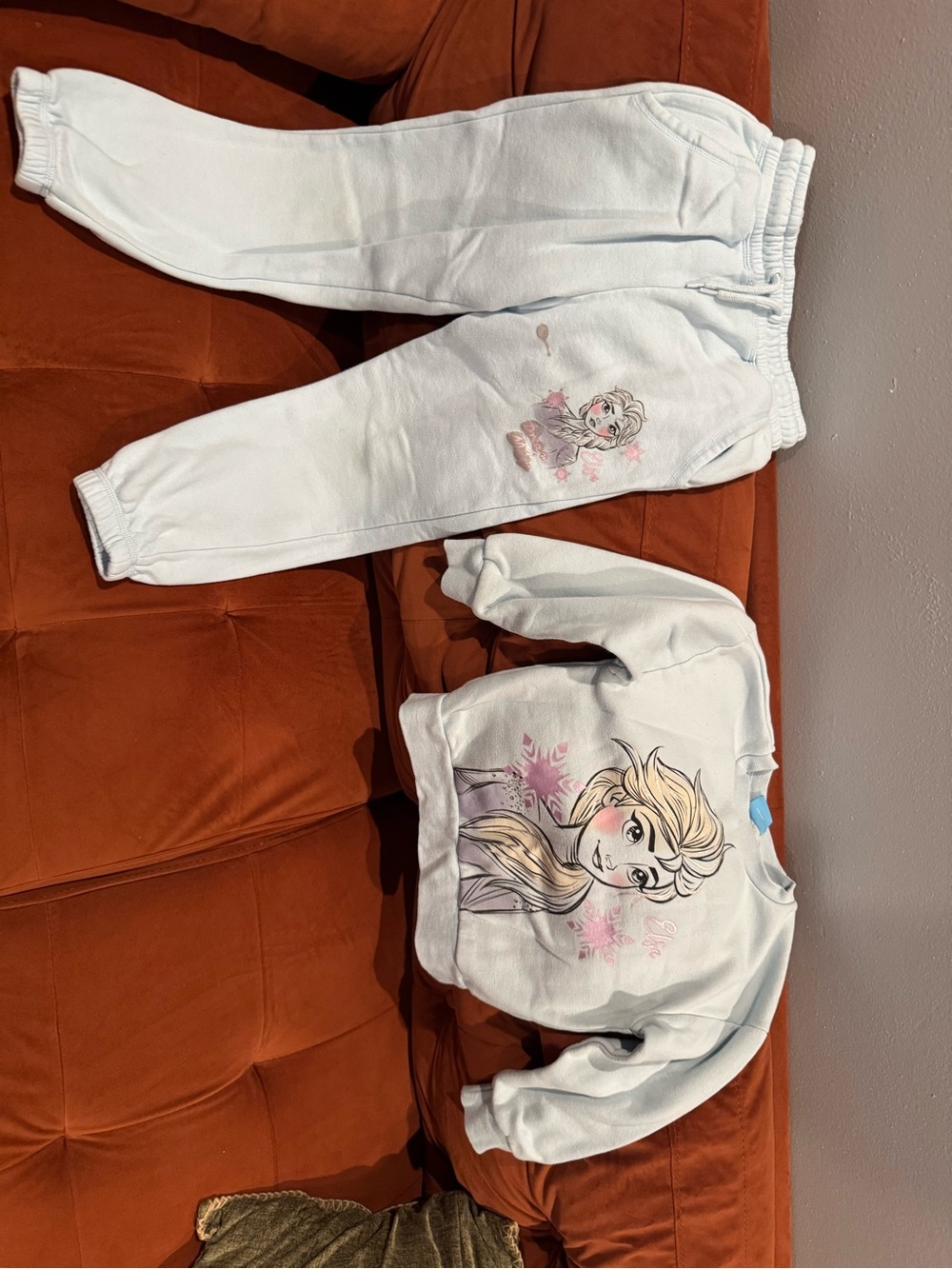 Disney White & Pink Elsa Sweatshirt and Sweatpants Set